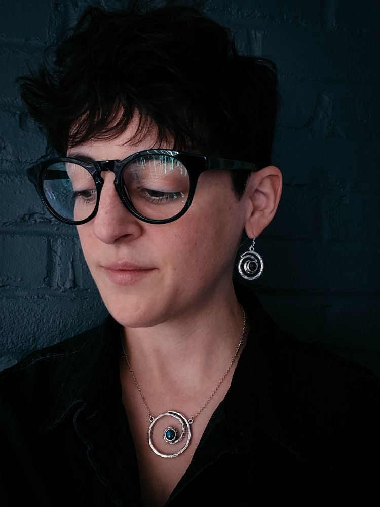 Spiral Silver Milky Way Dangle Earrings