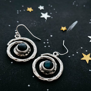 Spiral Silver Milky Way Dangle Earrings