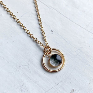 My Moon Mini Halo Necklace with Custom Lunar Phase