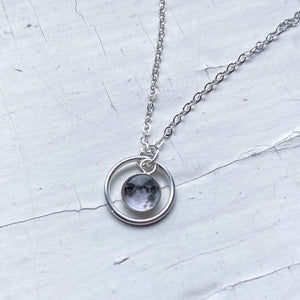 My Moon Mini Halo Necklace with Custom Lunar Phase