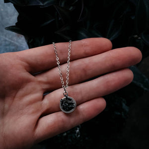 Meteorite Pendant Necklace - Matte Brushed Silver
