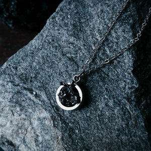 Meteorite Pendant Necklace - Matte Brushed Silver