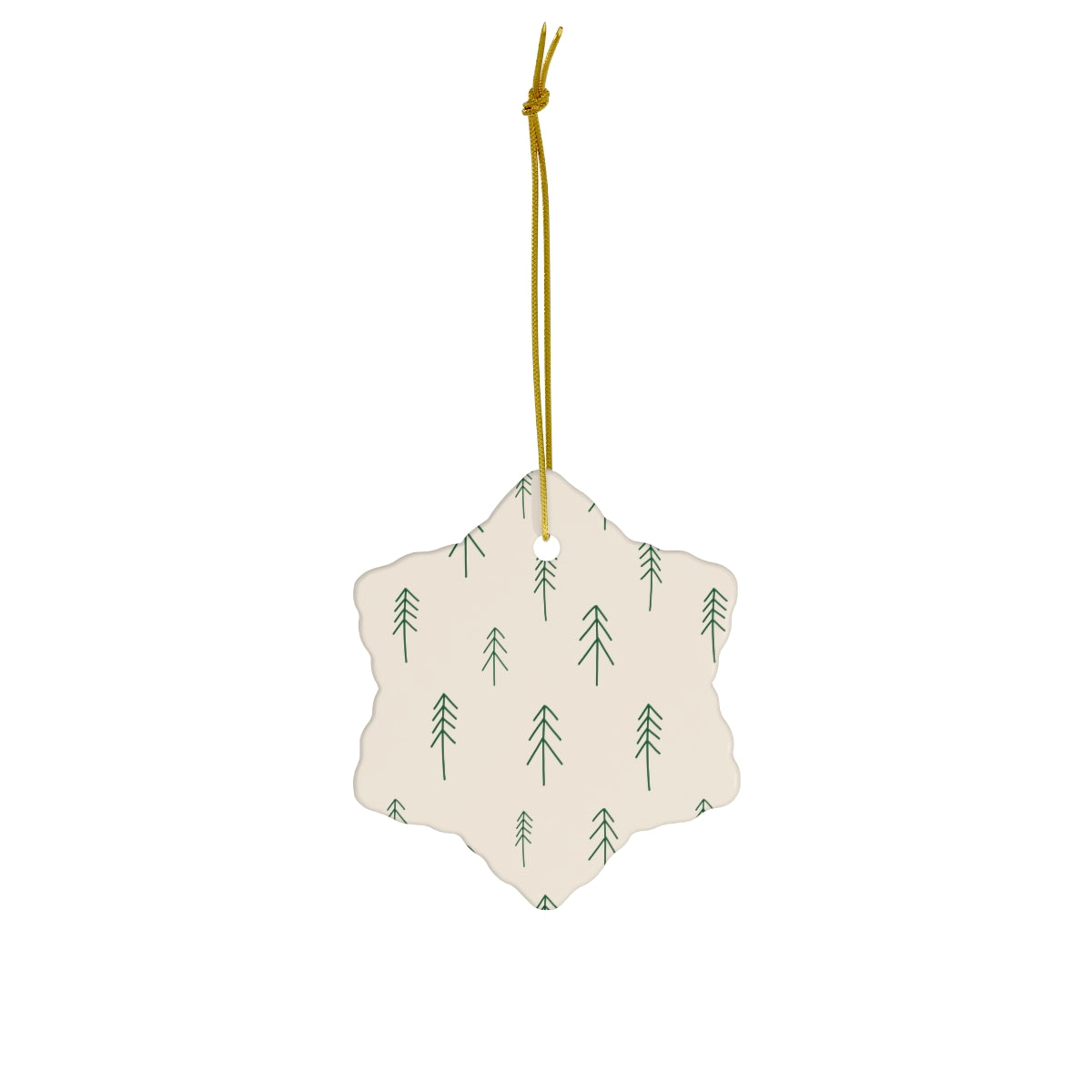 Beige Ceramic Holiday Ornament - Evergreens