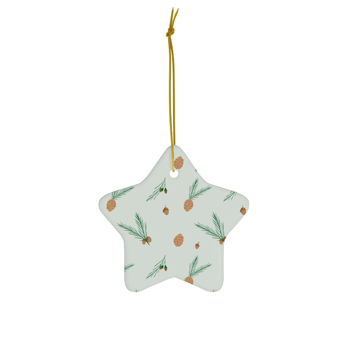 Ceramic Holiday Ornament - Pinecones & Acorns