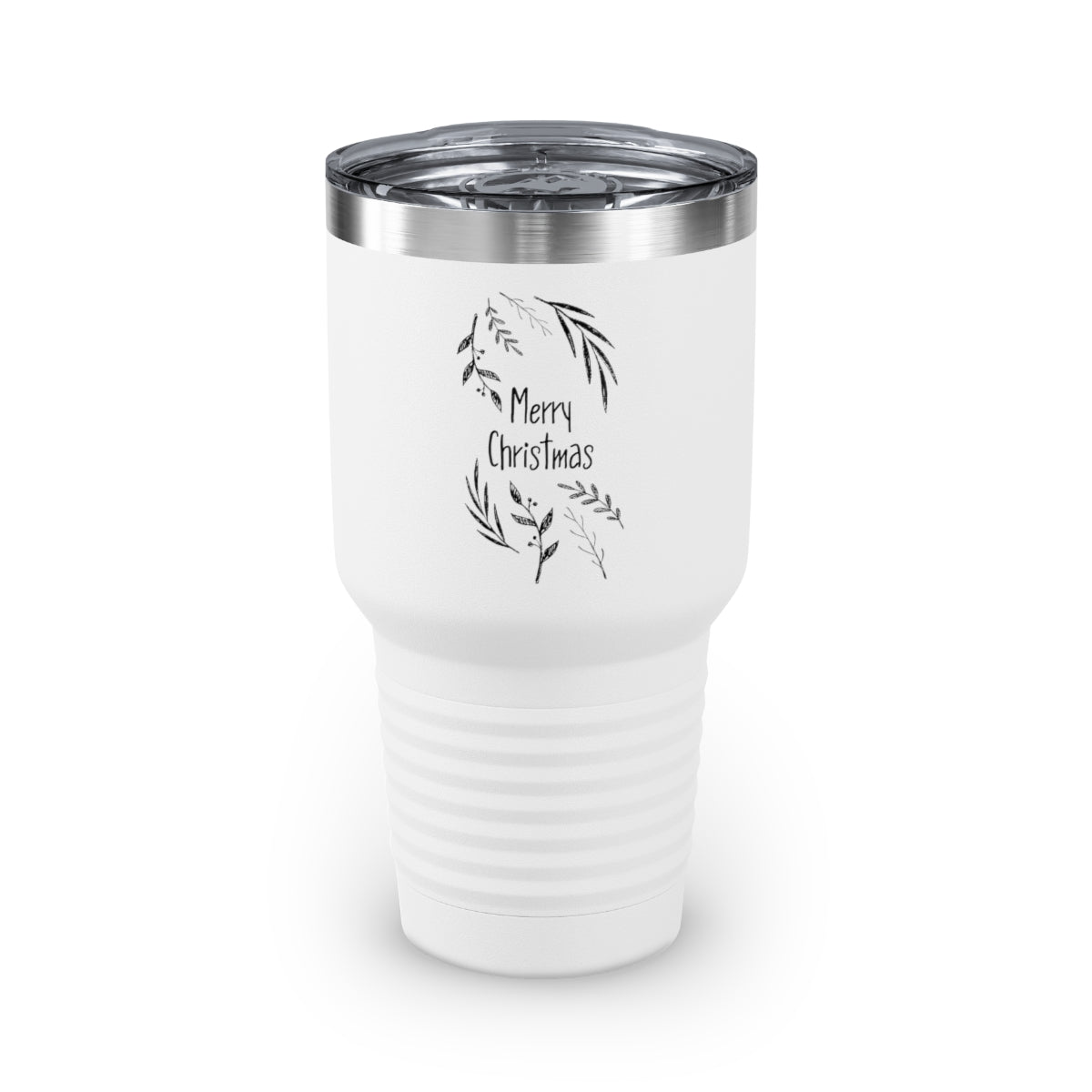 30oz White Ringneck Holiday Tumbler - Merry Christmas Garland