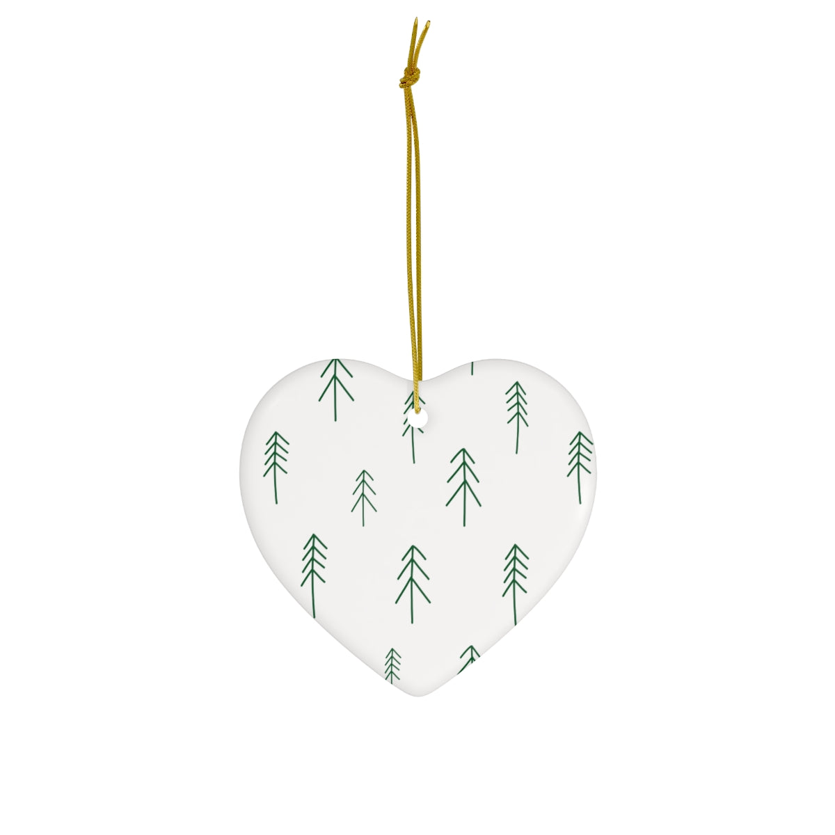 White Ceramic Holiday Ornament - Evergreens
