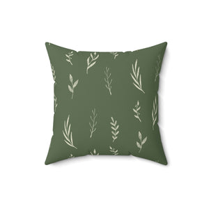 Green Polyester Square Holiday Pillowcase - Garland