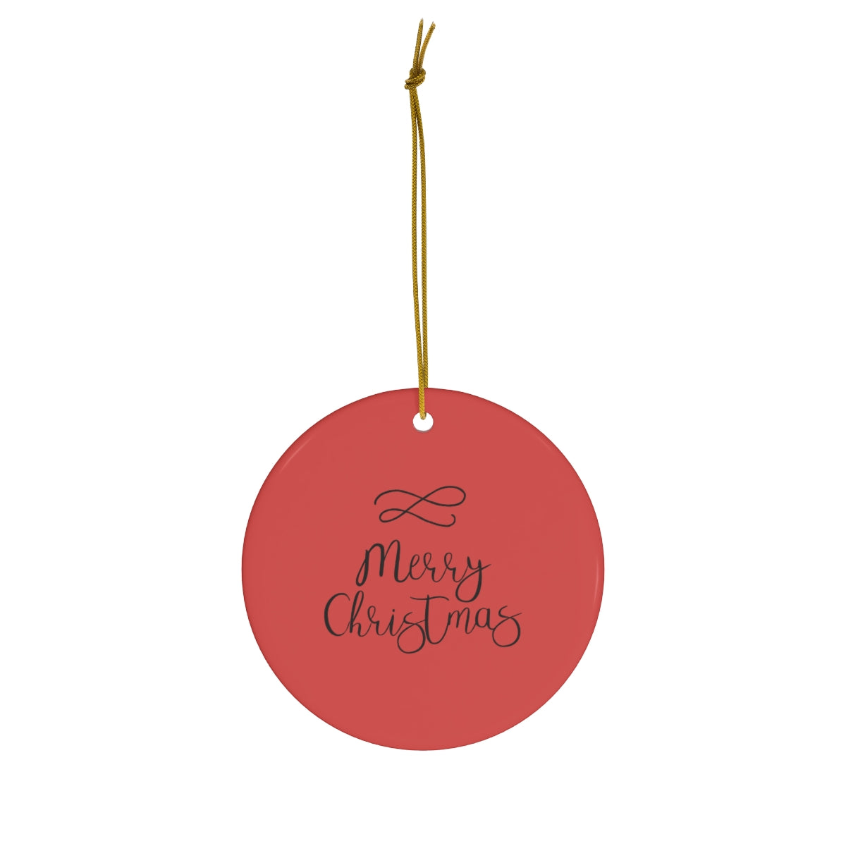Ceramic Holiday Ornament - Cursive Merry Christmas