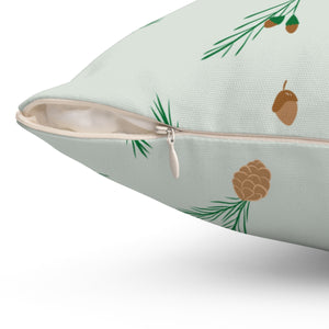 Polyester Square Holiday Pillowcase - Pinecones