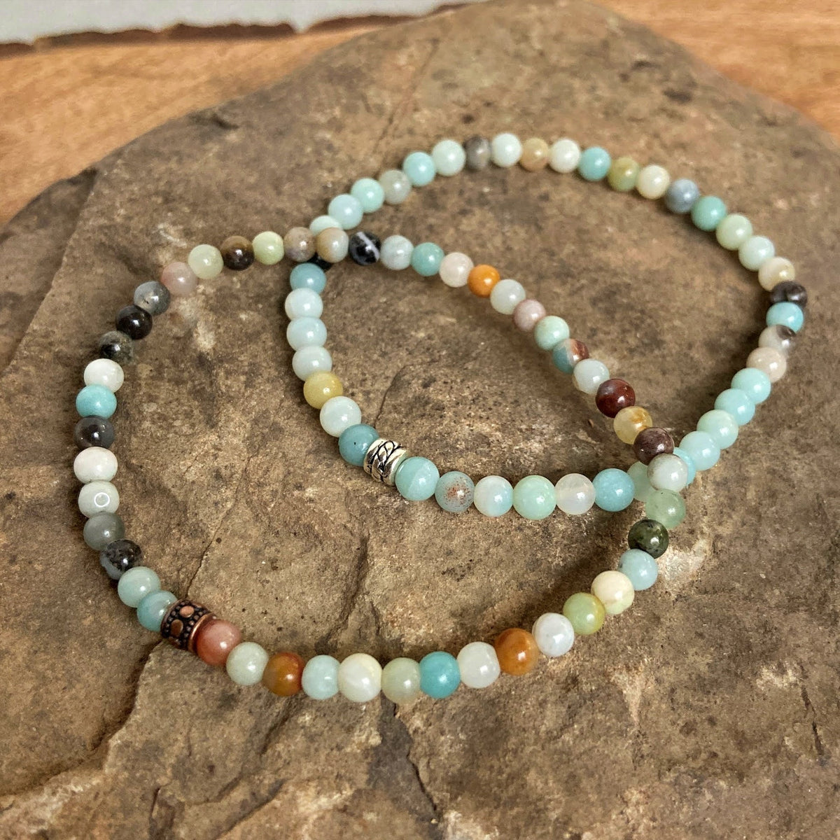 Black Gold Amazonite Mini Bead Bracelet