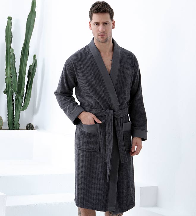Men&#39;s Turkish Cotton Terry Cloth Kimono Robe