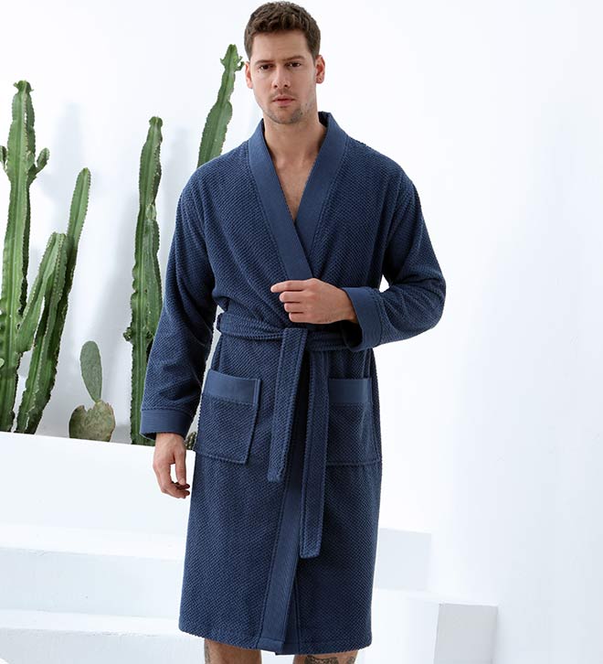 Men&#39;s Turkish Cotton Terry Cloth Kimono Robe