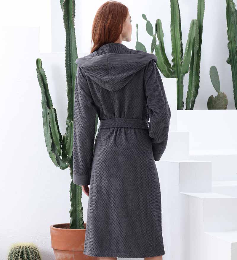 Women&#39;s Hooded Turkish Cotton Terry Cloth Robe