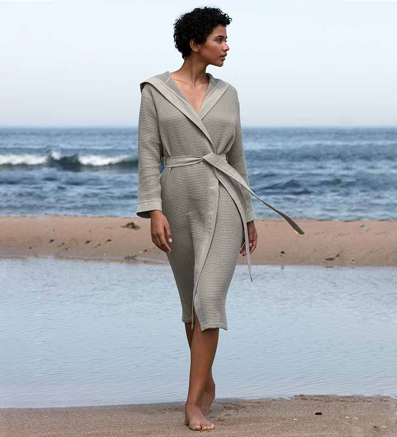 Women's Hooded Turkish Cotton Waffle Robe - Metanoia Wellness Women's Hooded Turkish Cotton Waffle Robe - Metanoia Wellness
