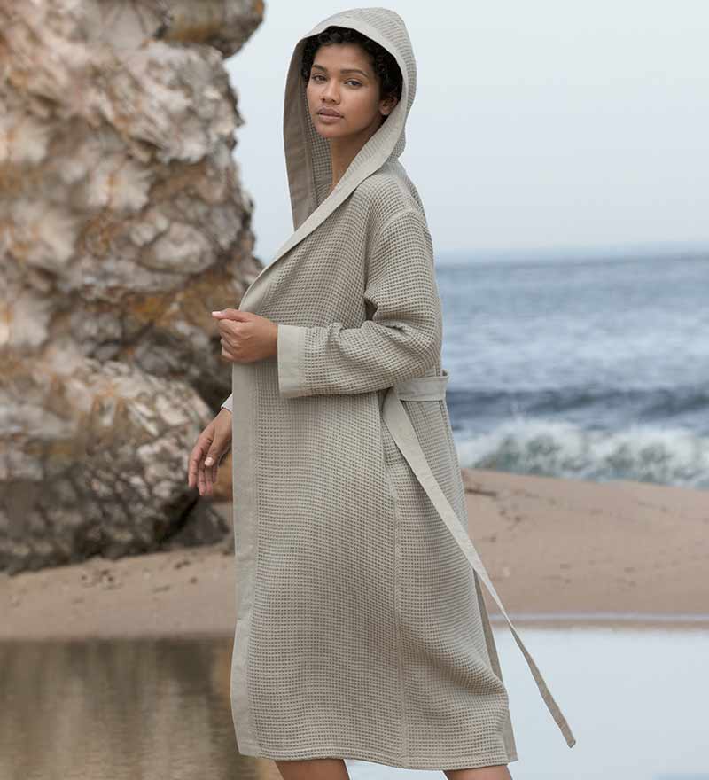 Women's Hooded Turkish Cotton Waffle Robe - Metanoia Wellness Women's Hooded Turkish Cotton Waffle Robe - Metanoia Wellness