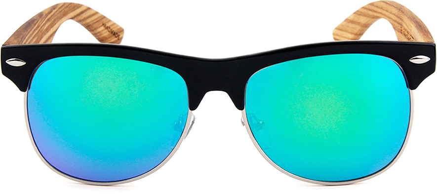 Real Zebra Wood Browline Style RetroShade Sunglasses by WUDN