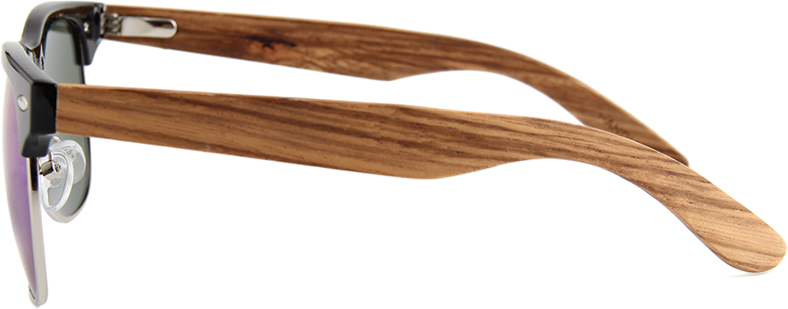 Real Zebra Wood Browline Style RetroShade Sunglasses by WUDN