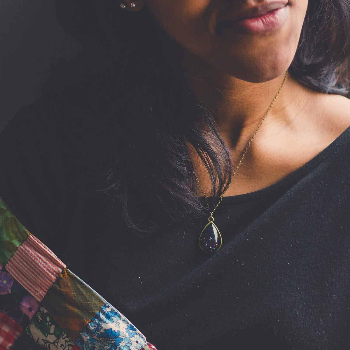 Drops in Cosmic Ocean Pendant - Teardrop Necklace
